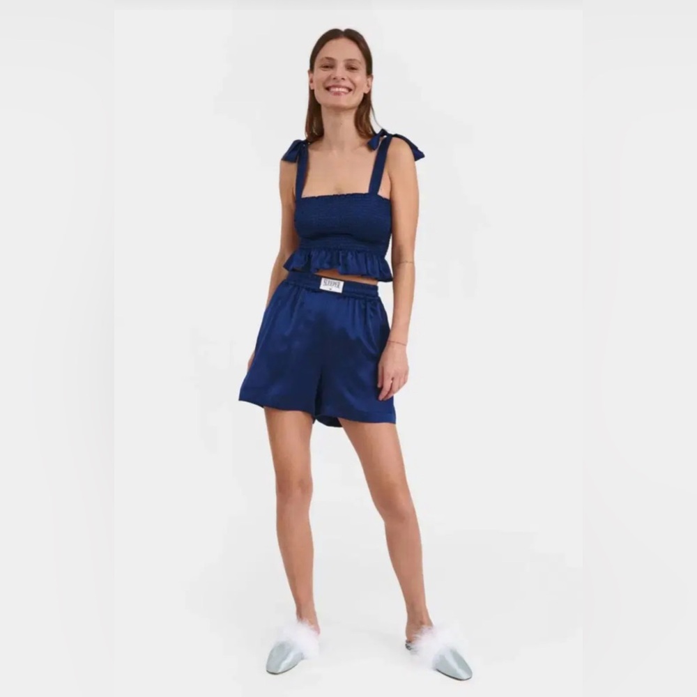 (AWAY, ASK BEFORE BUYING) Daily Sleeper Navy Silk Tender Boxer Set S/M